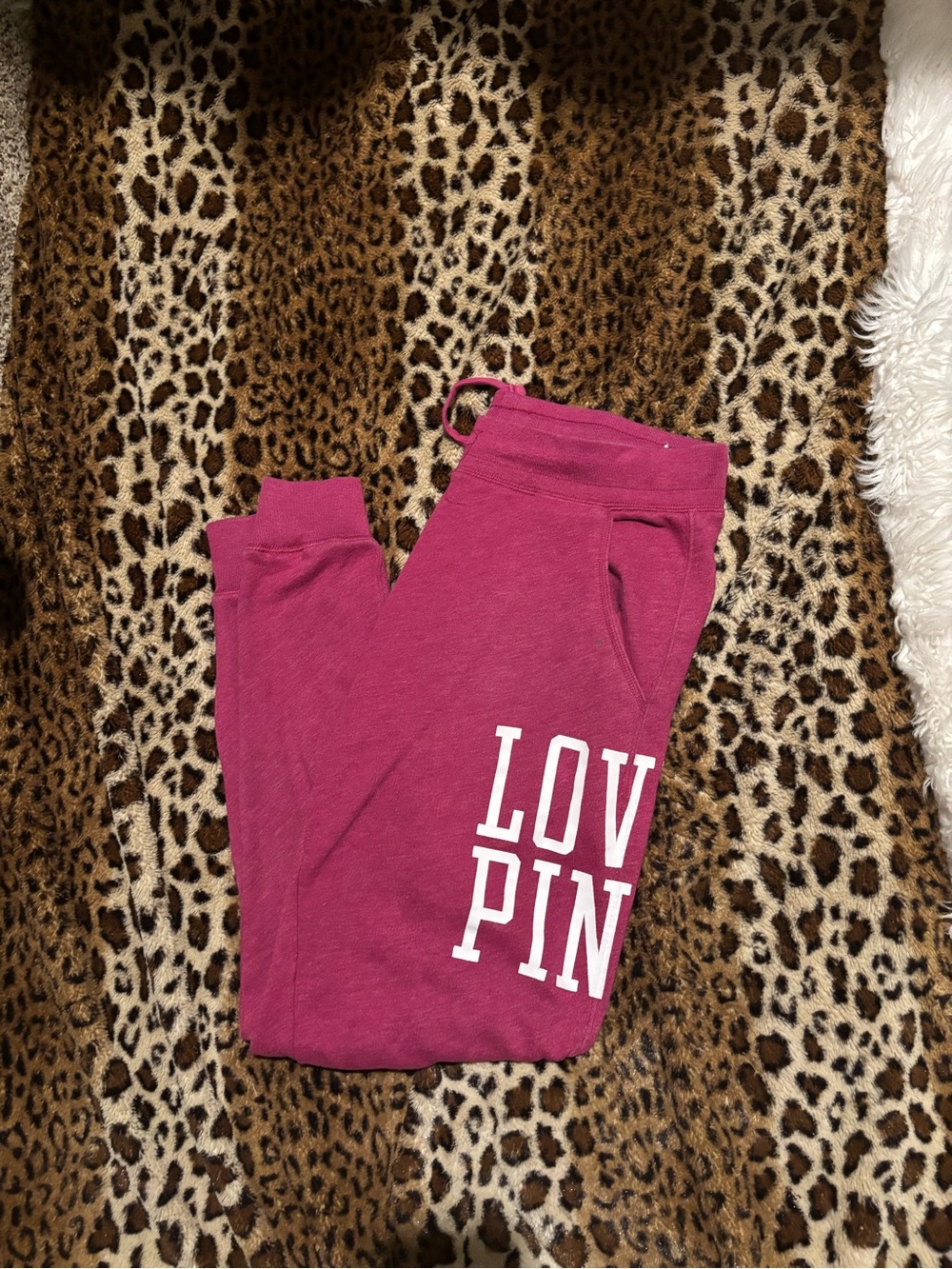 PINK Victoria's Secret Magenta Joggers with White Logo